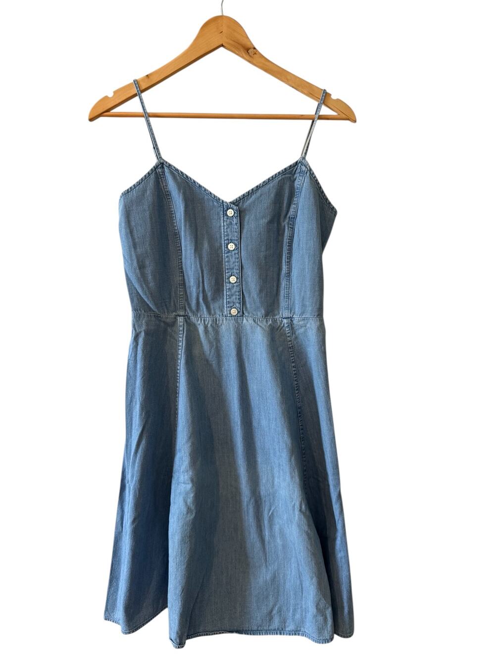 GAP Denim Chambray Fit Flare Dress Blue 2